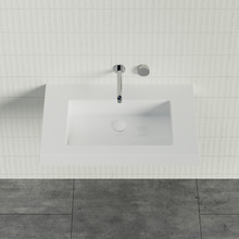 Essential Accessible 750mm Gloss White Rectangular Composite Wall Hung Basin